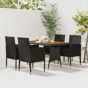 vidaXL Set mobilier de exterior, 5 piese, negru, poliratan imagine