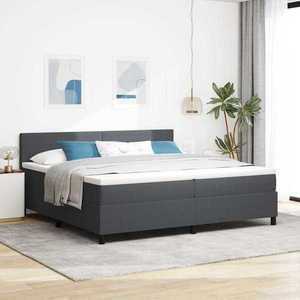 vidaXL Pat cu arc LED cu headboard Gri închis și alb 200 x 200 cm imagine