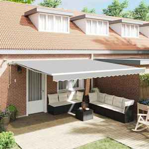 vidaXL Cadru de copertină Alb 400 × 350 cm Aluminiu imagine