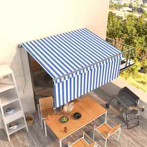 vidaXL Copertină retractabilă manual cu stor, albastru&alb, 3, 5x2, 5 m imagine