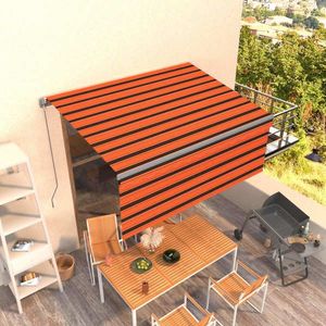 vidaXL Copertină retractabilă manual cu stor, portocaliu&maro, 3x2, 5 m imagine