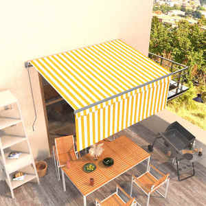 vidaXL Copertină retractabilă manual cu stor, galben&alb, 3, 5x2, 5 m imagine