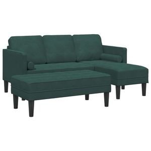 vidaXL Set de canapea cu pernă 2 pcs Verde închis Poliester imagine