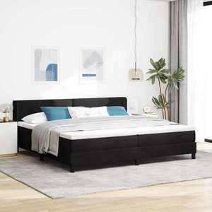 vidaXL Pat cu arcuri cu headboard Manual Negru 200 x 200 cm Catifea imagine