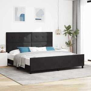vidaXL Pat cu arcuri cu headboard Negru 200 x 200 cm Catifea imagine