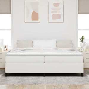 vidaXL Pat cu arcuri Crem 200 x 200 cm Țesătură din corduroy imagine