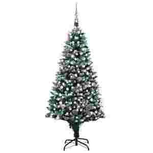 vidaXL Brad Crăciun artificial cu LED-uri/globuri/conuri pin, 210 cm imagine