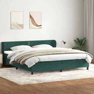 vidaXL Pat cu arcuri cu saltele verde închis 180x220 cm catifea imagine