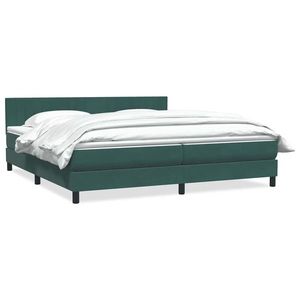 vidaXL Pat box spring cu saltea, verde închis, 180x220 cm, catifea imagine