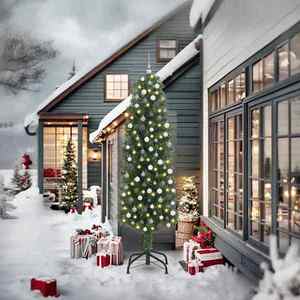 vidaXL Brad de Crăciun artificial Verde 240 cm PVC și oțel și plastic imagine