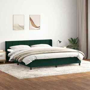 vidaXL Pat box spring cu saltea, verde închis, 180x220 cm, catifea imagine