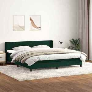 vidaXL Pat box spring cu saltea, verde închis, 180x220 cm, catifea imagine