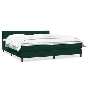vidaXL Pat box spring cu saltea, verde închis, 180x220 cm, catifea imagine