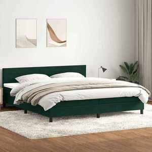 vidaXL Pat box spring cu saltea, verde închis, 180x220 cm, catifea imagine