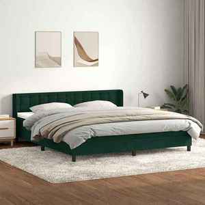 vidaXL Pat box spring cu saltea, verde închis, 180x220 cm, catifea imagine