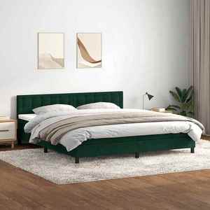 vidaXL Pat box spring cu saltea, verde închis, 180x220 cm, catifea imagine