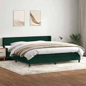 vidaXL Pat box spring cu saltea, verde închis, 180x220 cm, catifea imagine