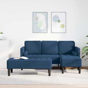 vidaXL Set de canapea cu pernă 2 pcs albastru Poliester imagine