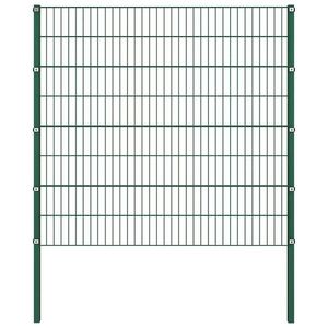 vidaXL Panou de gard cu stâlpi din fier, verde, 176, 5x160 cm imagine