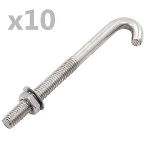 vidaXL Șurub de fixare tip J cu piuliță și șaibă, M8x100 mm, 25 seturi imagine