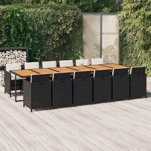vidaXL Set mobilier de exterior cu perne, 13 piese, negru, poliratan imagine