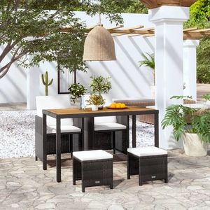 vidaXL Set mobilier de exterior, 5 piese negru, poliratan, lemn acacia imagine