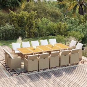 vidaXL Set mobilier de exterior cu perne, 15 piese, bej, poliratan imagine