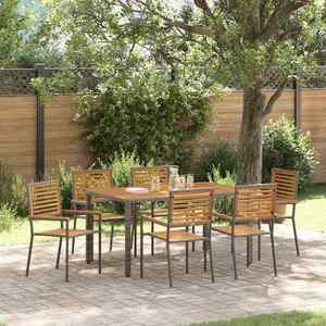 vidaXL Set de masă pentru grădină 7 pcs Gri și Brown poliratan imagine