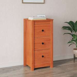 vidaXL Bufet cu sertar Maro Ceară 39 x 35 x 80 cm Lemn de pin masiv imagine