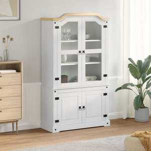 vidaXL Dulap de Expunere Alb 103.5 x 42 x 180 cm Lemn de pin masiv imagine