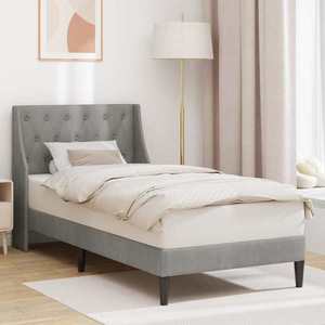 vidaXL Cadru de pat cu headboard Gri deschis 90 x 200 cm Catifea imagine