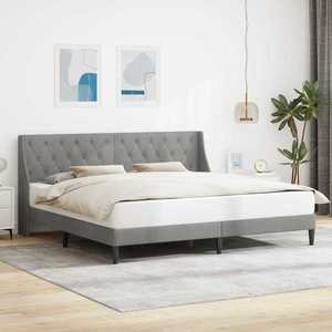vidaXL Cadru de pat cu headboard Gri deschis 200 x 200 cm Catifea imagine