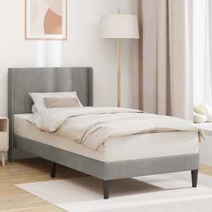 vidaXL Cadru de pat cu headboard Gri deschis 90 x 190 cm Catifea imagine