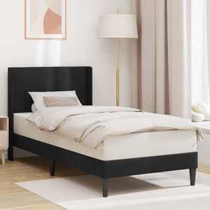 vidaXL Cadru de pat cu headboard Negru 90 x 190 cm Catifea imagine