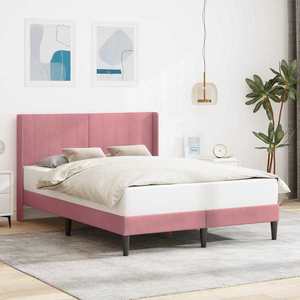 vidaXL Cadru de pat cu headboard Roz 120 x 190 cm Catifea imagine