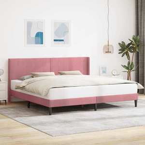 vidaXL Cadru de pat cu headboard Roz 180 x 200 cm Catifea imagine