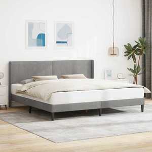 vidaXL Cadru de pat cu headboard Gri deschis 200 x 200 cm Catifea imagine