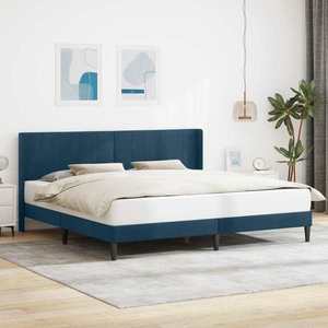 vidaXL Cadru de pat cu headboard albastru 200 x 200 cm Catifea imagine