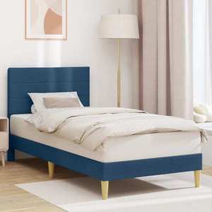 vidaXL Cadru de pat cu headboard albastru 100 x 200 cm Țesătură imagine