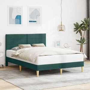 vidaXL Cadru de pat cu headboard Verde închis 120 x 190 cm Țesătură imagine