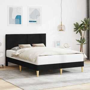 vidaXL Cadru de pat cu headboard Negru 140 x 190 cm Țesătură imagine