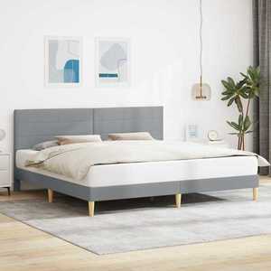 vidaXL Cadru de pat cu headboard Gri deschis 200 x 200 cm Țesătură imagine