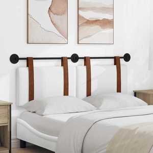 vidaXL Cap de pat suspendat Pe perete Alb 130 x 55 x 5 cm PU antic imagine