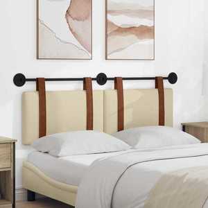 vidaXL Cap de pat suspendat Pe perete Crem 150 x 55 x 5 cm PU antic imagine