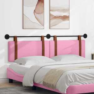 vidaXL Cap de pat suspendat Pe perete Roz 190 x 55 x 5 cm PU antic imagine