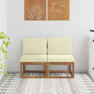 vidaXL 2 Bucată Canapea Medie pentru Exterior Lemn Solid de Acacia imagine