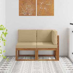 vidaXL Canapea de exterior din mijloc și colț 2 Bucată Natural și Bej imagine