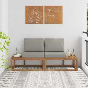 vidaXL Canapea de exterior cu pernă 2 Bucată Gri natural și deschis imagine