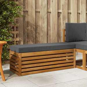 vidaXL Bancă de taburet cu pernă Natural și Antracit 115 x 43 x 37 cm imagine