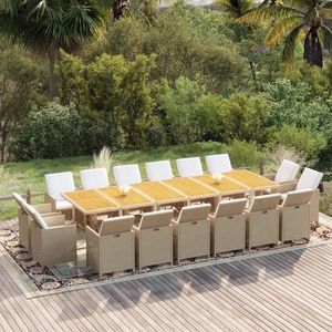 vidaXL Set mobilier de exterior cu perne, 17 piese, bej, poliratan imagine